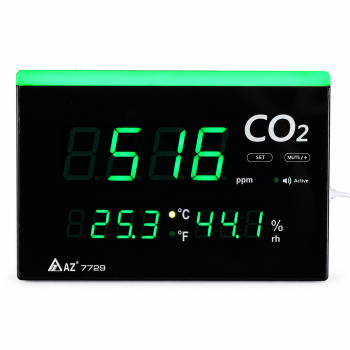 AZ 7729 büyük ekranlı CO2 sıcaklık ve nem ölçüm cihazı ürün görünümü 1