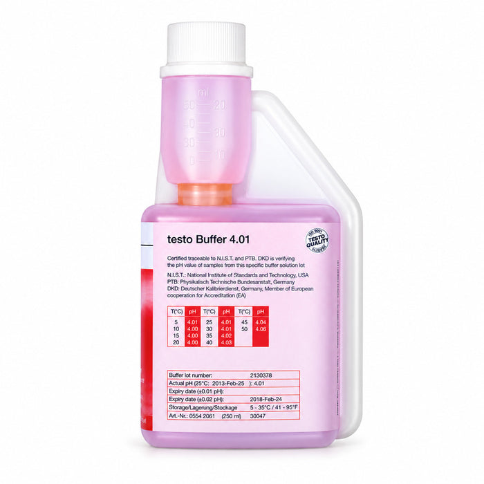 Testo 0554 2061 pH 4,01 tampon çözeltinin 250 ml dozaj şişesi