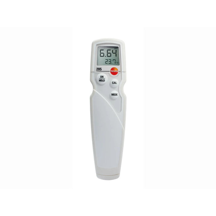 Testo 205 gıda pH metresinin ekranı ve tuşlarıyla ön görünümü