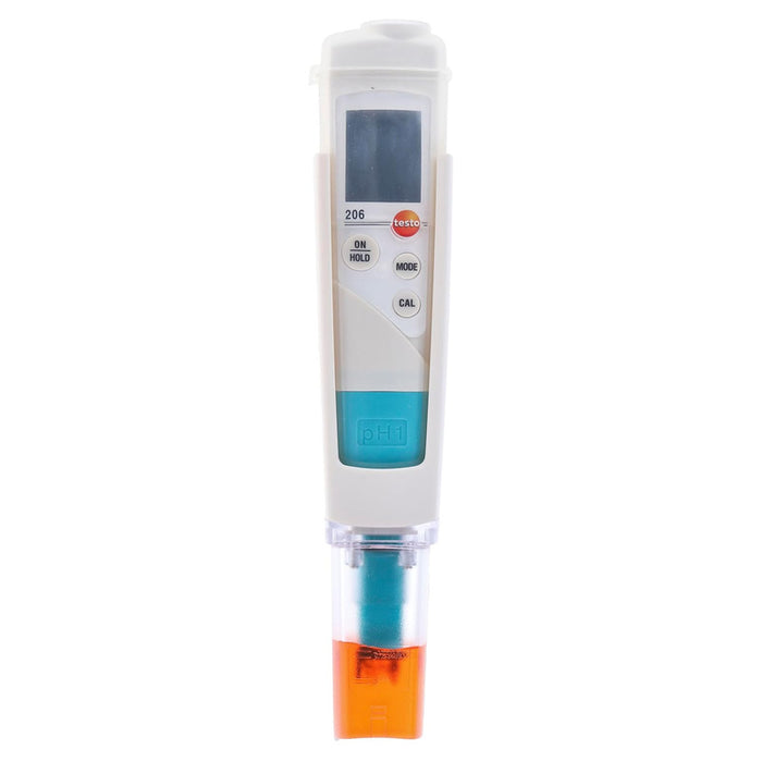 Testo 206-pH1 pH metrenin TopSafe kılıf ve KCl jelli saklama başlığı içinde görünümü